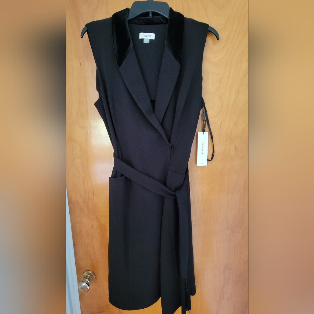 NWT - Women's Black Calvin Klein Wrap Dress w/ Belt